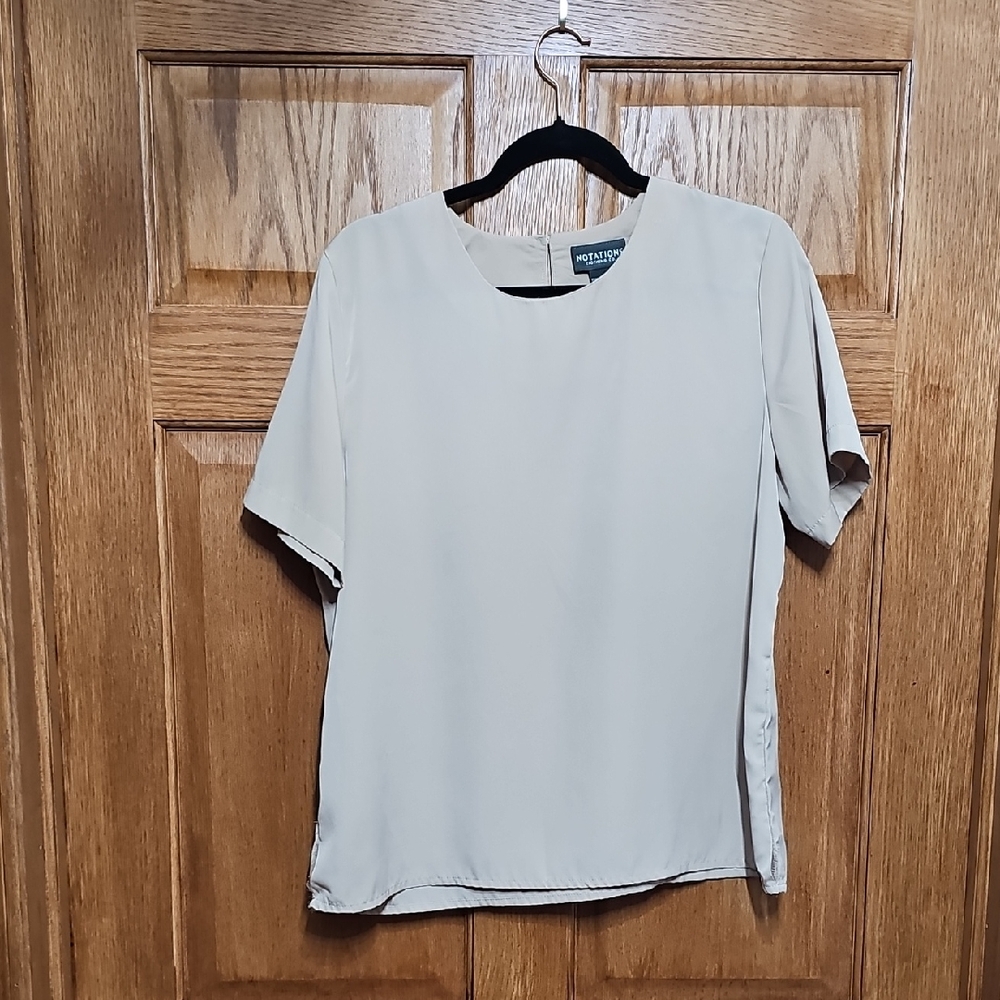 Gray Short Sleeve Blouse with Relaxed Fit